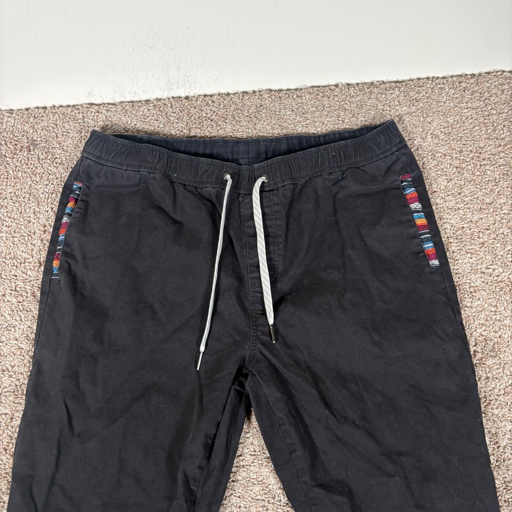 Wowie Mens Black Southwestern Trim Jogger Pants Elastic Waist Size Large